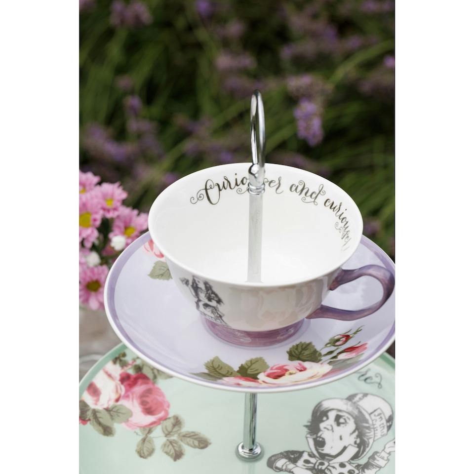 image 1 of Mikasa Cake Stand Alice in Wonderland Bone China 3 Tier | Multi