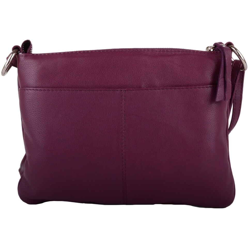 image 1 of London Leathergoods Womens Premium Soft Genuine Leather Cross Body / Shoulder Bag | Purple | Aubergine