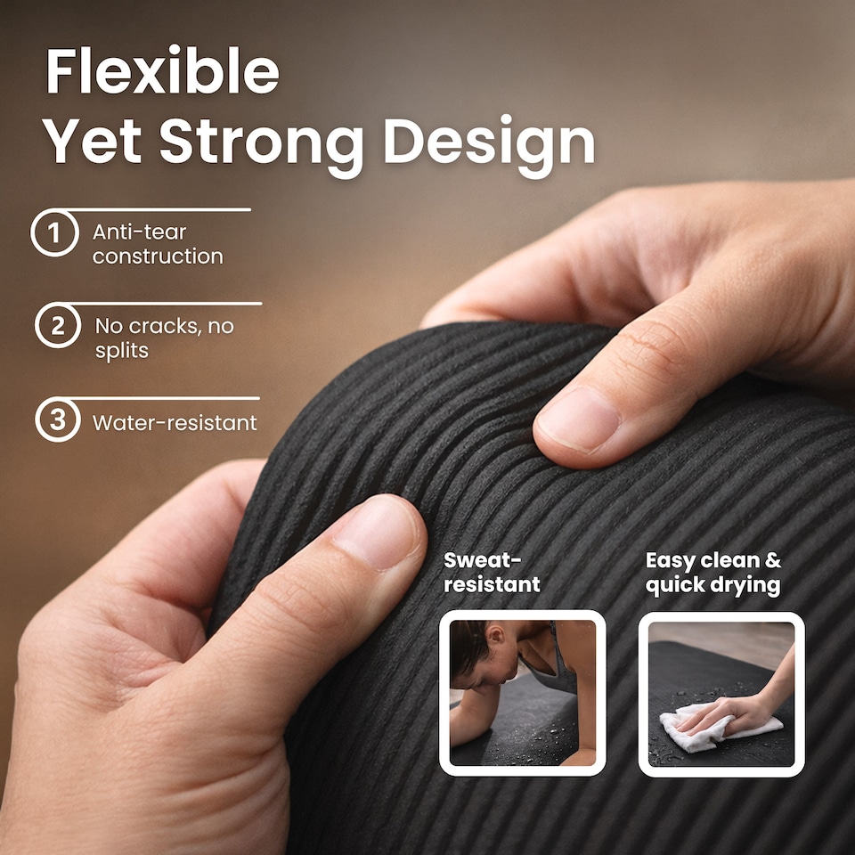 image 1 of Lockie Fitness Yoga Mat 8 mm Thick, Non Slip Exercise Mat for Women and Men, TPE Foam Pilates Mat, Gym Mat for Home Workout, Yoga, Pilates, Exercise & Gymnastics, 180 x 60 cm, Black