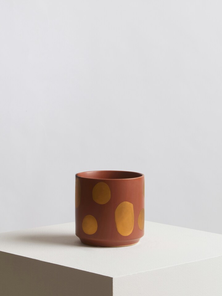 image 1 of Orsina Gold Speckled Ceramic Planter, Modern Small Garden Pot for Home Decor, Ceramic Pots for Indoor Plants