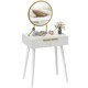 image 1 of HOMCOM Modern Dressing Table w/ 2 Drawers Round Mirror for Bedroom White White