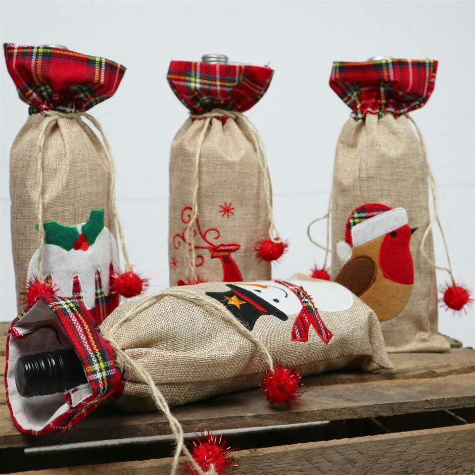image 1 of Christmas Wine Bottle Cover - 15x35cm
