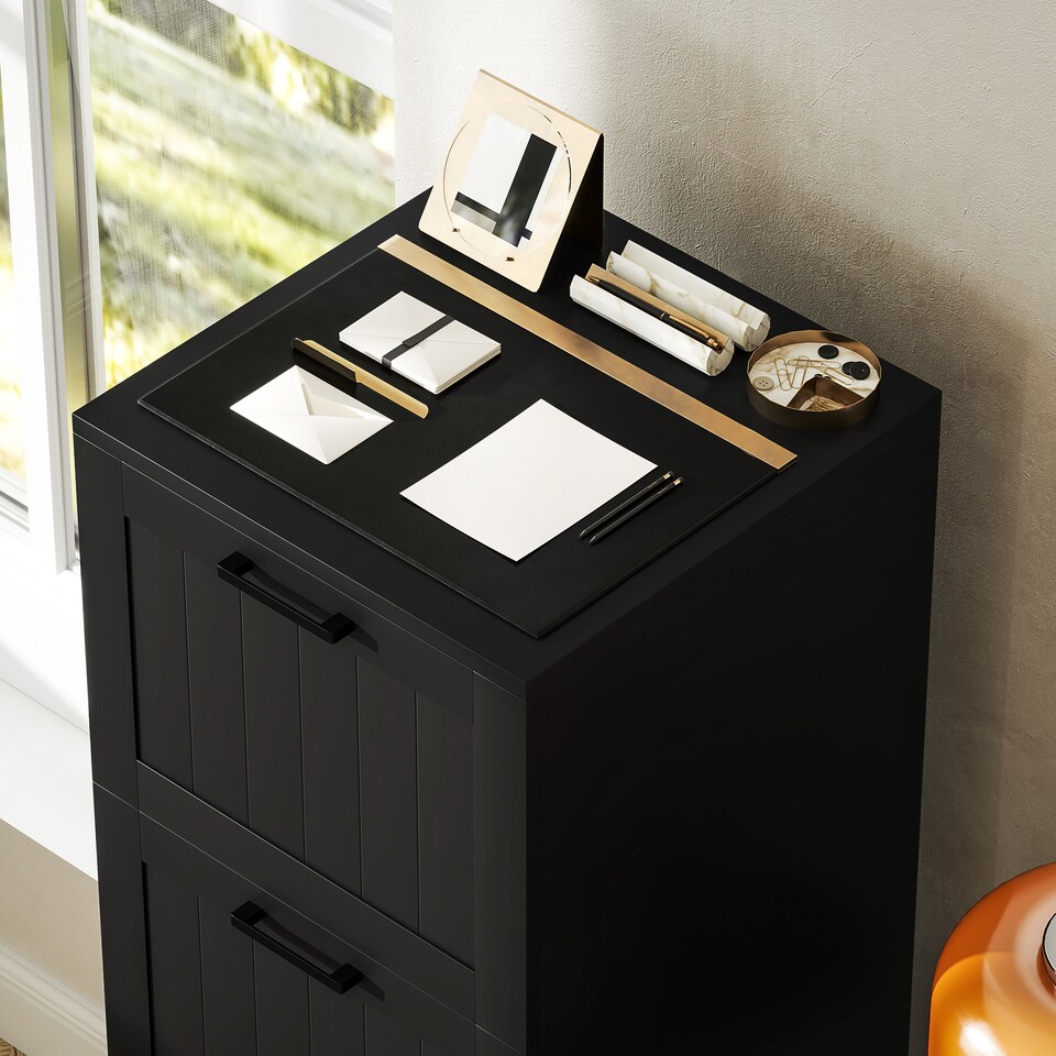 image 1 of HOMCOM 4 Drawer File Cabinet with Lock and Adjustable Hanging Bars, Black