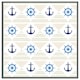 image 4 of Nautical elements on striped background (Picture Frame) Brown | Oak | L