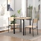 image 4 of HOMCOM 3 Pieces Compact Dining Table 2 Chairs Set Wooden Metal Legs Bistro Cafe Kitchen Breakfast Bar Home Furniture, Light Wood Grain
