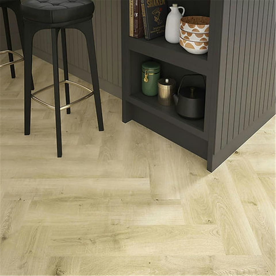 image 1 of PACK OF 15 (Total 15 Units) - Premium 5mm Thick Natural Oak Herringbone Flooring - 126mm (W) x 630mm (L)