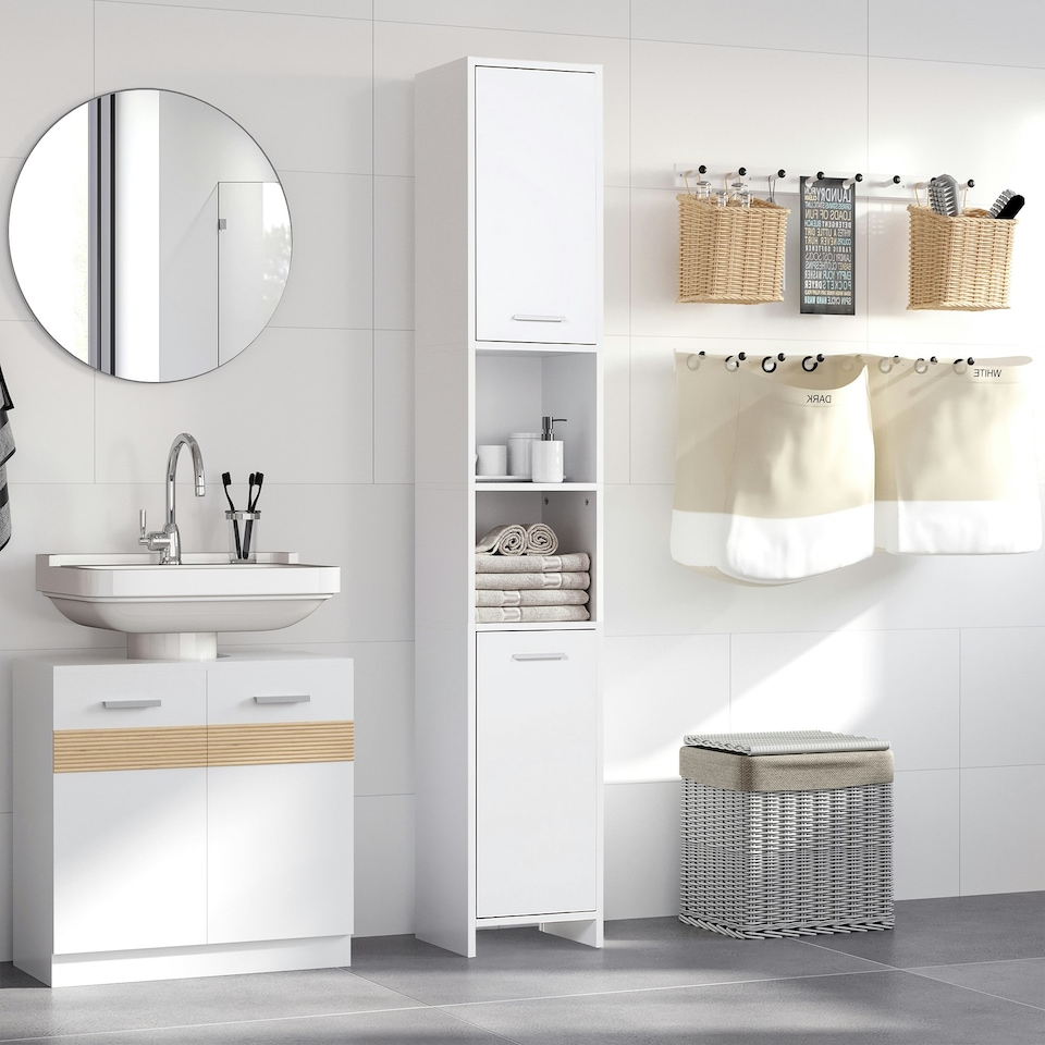 image 1 of HOMCOM Storage Cabinet For Bathroom Bedroom Freestanding w/Door Cupboard&Shelves