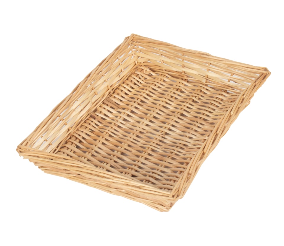 image 1 of Rectangular Flat Split Willow Wicker Tray | Brown | Brown | One Size