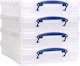 image 1 of Really Useful Plastic Storage Box 7L CLEAR Pack of 4