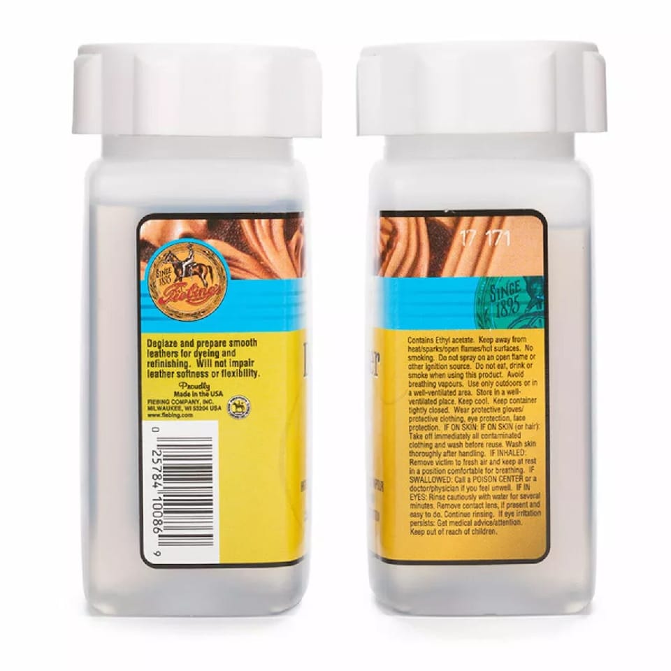 image 1 of Fiebing's Leather Preparer & Deglazer - Finish Remover for Painting Prep 4oz | Clear
