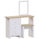 image 7 of Vida Designs Arlington 3 Drawer Dressing Table Mirror & Stool Set Vanity Makeup Desk, White & Oak