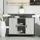 image 3 of HOMCOM Modern Sideboard Storage Cabinet with Adjustable Shelves Light Grey Grey | Black