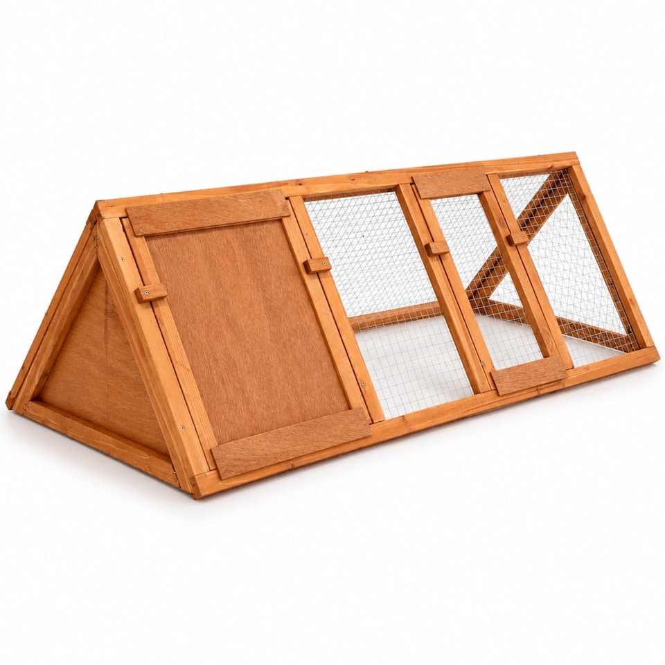 image 1 of Wooden Outdoor Triangle Rabbit Guinea Pig Pet Hutch Run Cage
