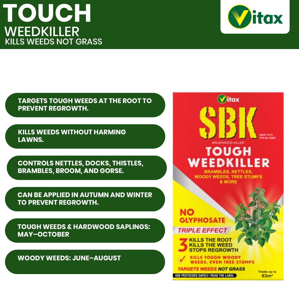 image 1 of Vitax SBK Brushwood Killer 250ml Tough Weedkiller for Brambles Nettles Tree Stumps & Woody Weeds Fast-Acting