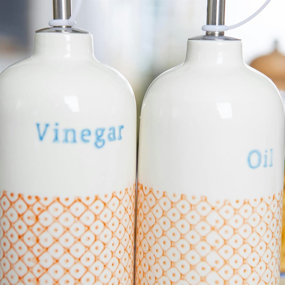 image 1 of Nicola Spring Hand-Printed Vinegar Pourer Bottle - 500ml - Orange