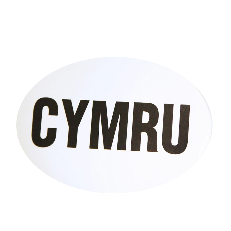 image 1 of W4 Large Oval CYRMU/Wales Sticker - White/Black - One Size