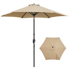 Yaheetech 269 cm Patio Umbrella with Push Button Tilt and Crank-Tan