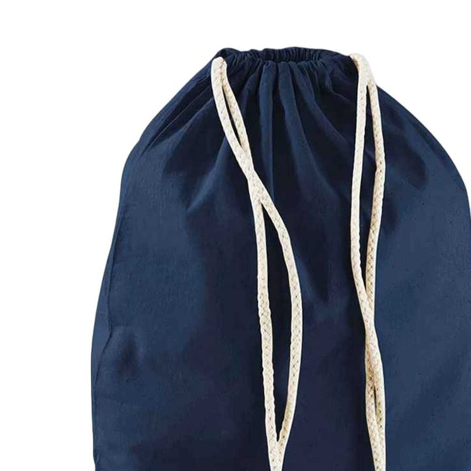 image 1 of Westford Mill Cotton Drawstring Bag | Blue | French Navy | One Size | 1