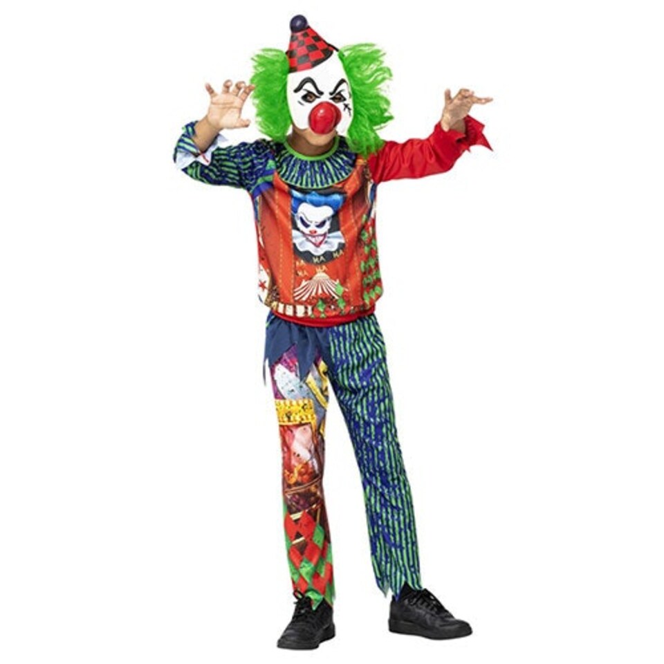 image 1 of Horror Clown Fancy Dress Costume Kids Unisex Small - Age 4-6