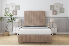 Sloomy Langston Mink Naples Bed Frame With Mattress With 50" Upholstered Headboard 4'6 Double
