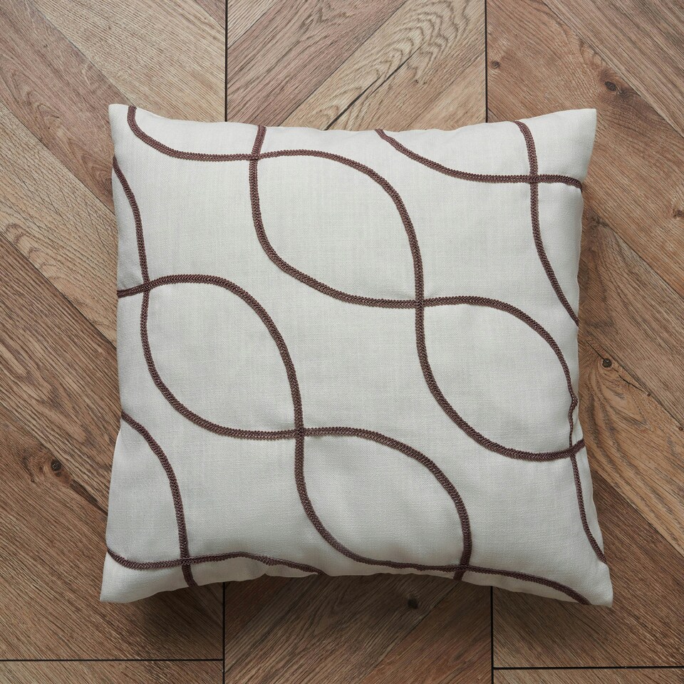 image 1 of BHS Soft Elegance Embroidered Cushion, Cream