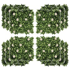 Outsunny 12PCS Artificial Boxwood Panel Faux Rhododendron Greenery Backdrop