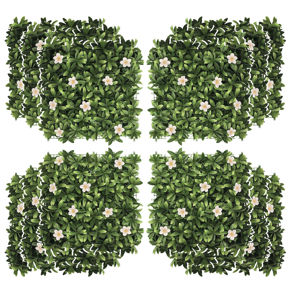 image 1 of Outsunny 12PCS Artificial Boxwood Panel Faux Rhododendron Greenery Backdrop