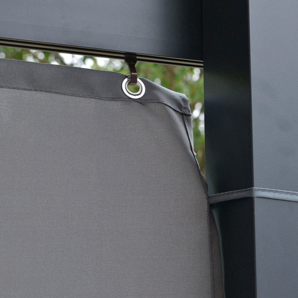 image 1 of Outsunny Outdoor Pergola Gazebo Party Tent Garden Sun Shelter 4 x 3m w/ Curtain | Grey | Grey | 396cm x 295cm x 245cm