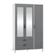 image 2 of Madrid 3 Door 2 Drawer Mirrored Wardrobe - L52 x W121.5 x H196 cm - Grey/White Gloss Grey