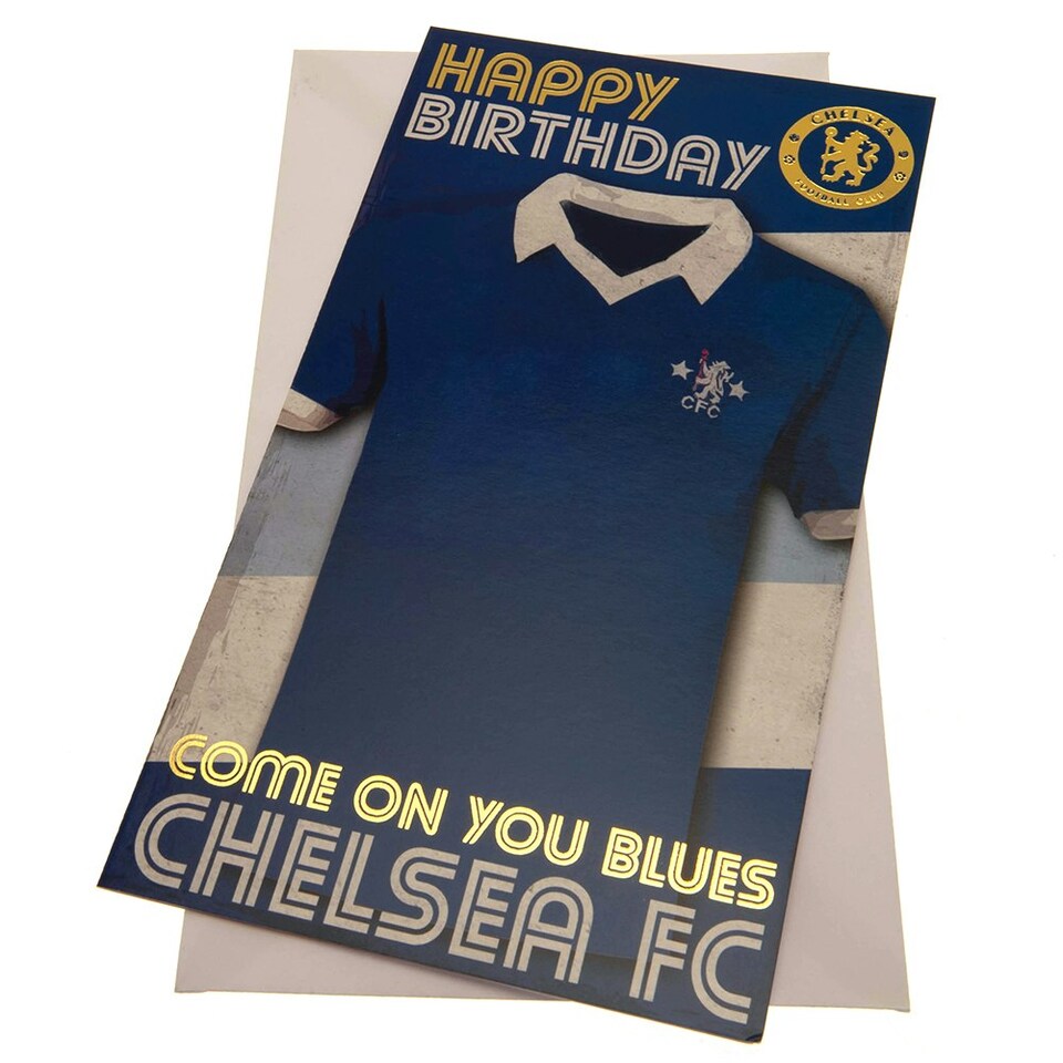 image 1 of Chelsea FC Retro Birthday Card - Blue/Gold/White - 22cm x 12cm