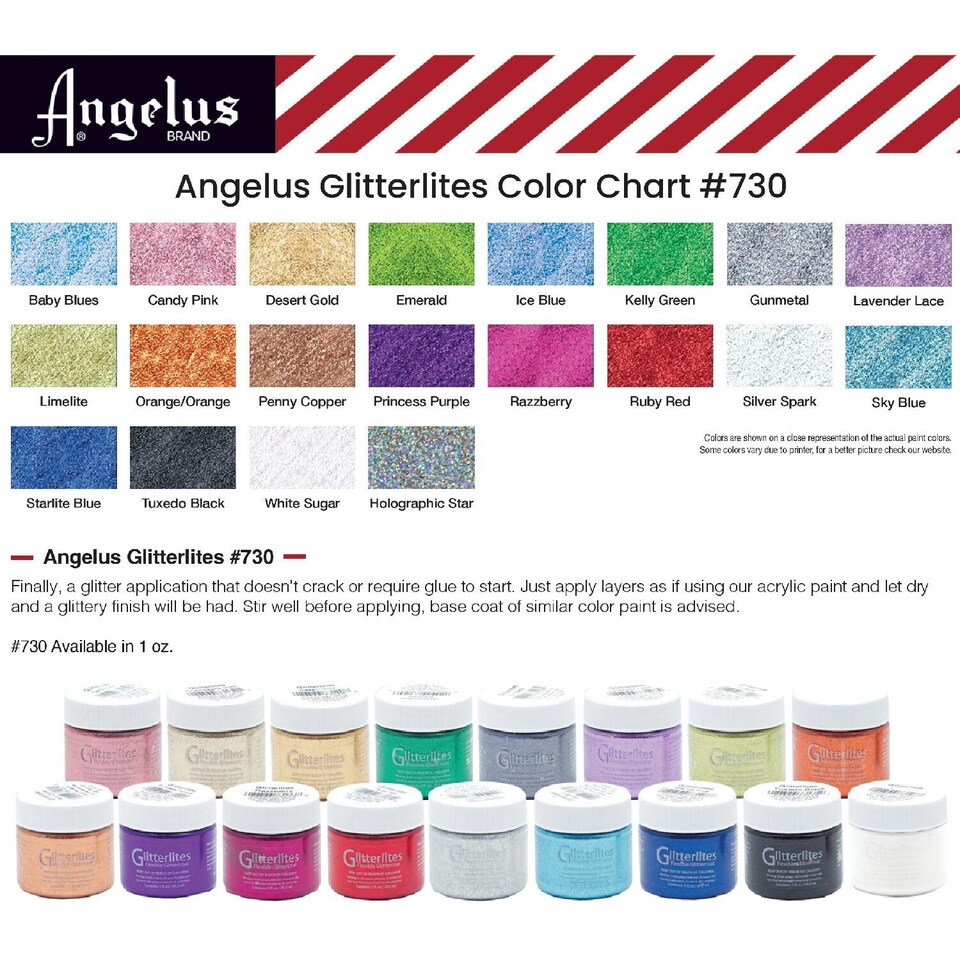image 1 of Angelus Glitterlites Paint - Sparkling Glitter Effects for Leather 1oz | Red | Ruby Red