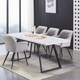 image 9 of Single Camden Modern Velvet Dining Chair with Armrests, Quilted Design & Black Metal Legs Grey | Light Grey