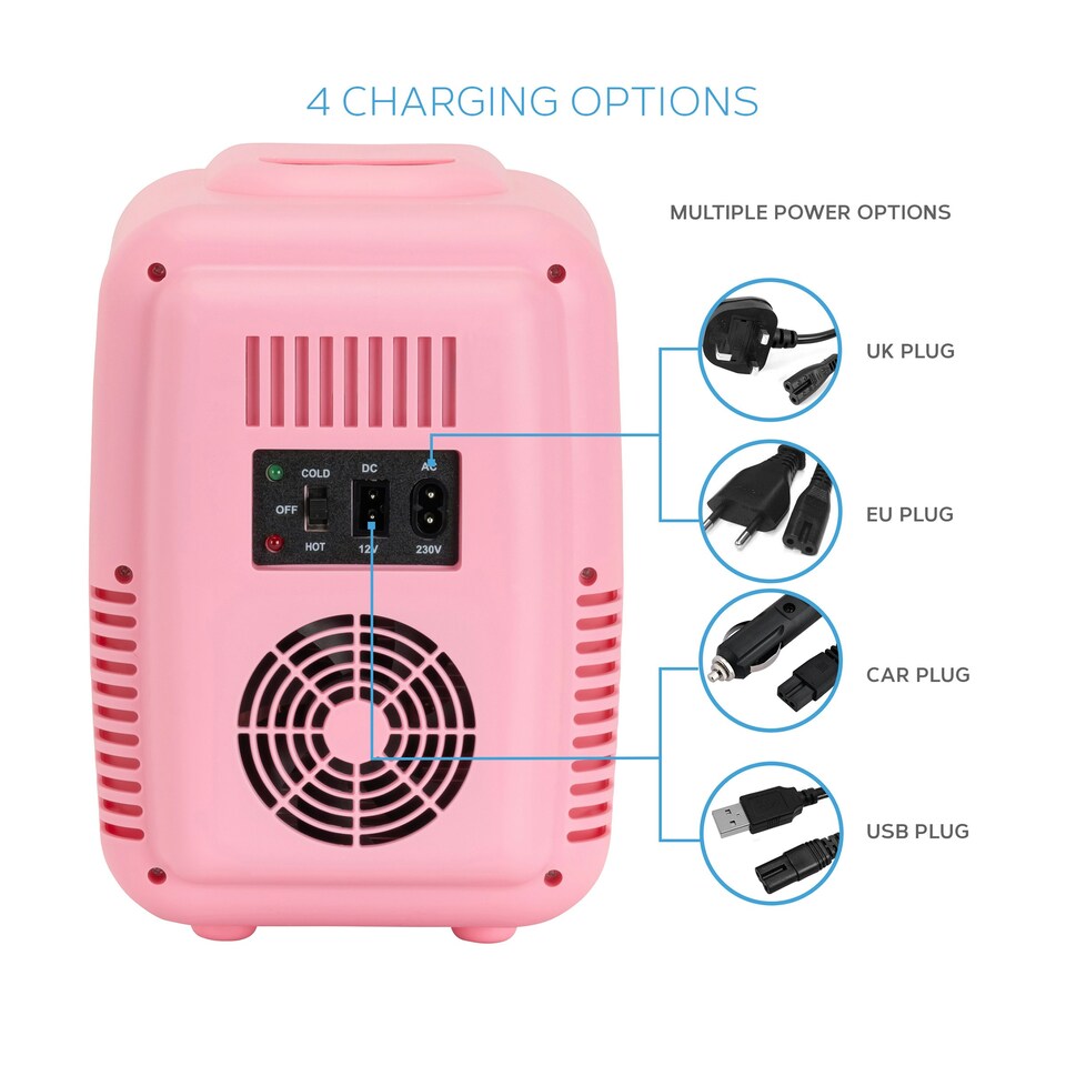 image 1 of MONCOOK Mini Fridge For Bedrooms - Small, Portable & Quiet Mini Fridges For Skincare, Medicine, Food & Drinks - Cooling & Warming Function - 5L - Pink Mono