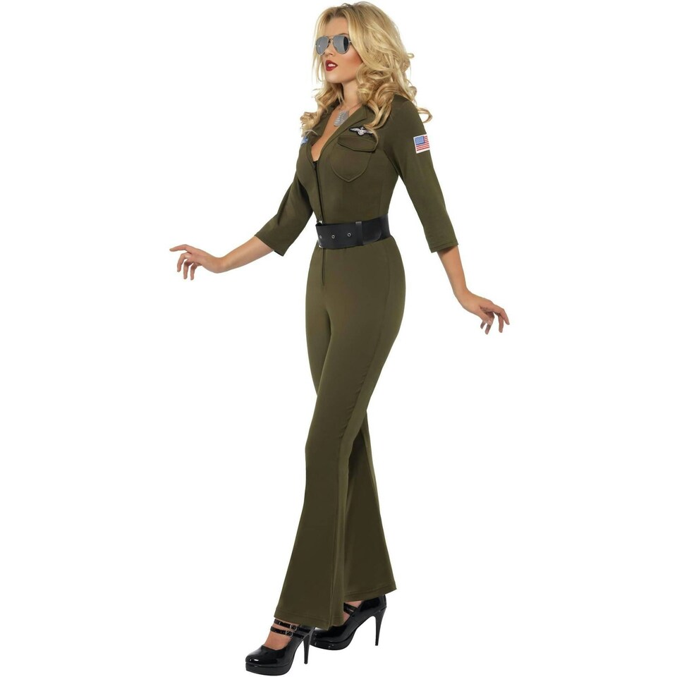 image 1 of Top Gun Womens/Ladies Aviator Costume - Green - M M