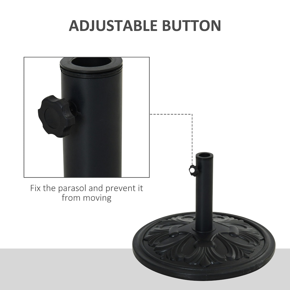 image 1 of Outsunny 13KG Round Parasol Base Heavy Duty Cement Stand Umbrella Holder Garden