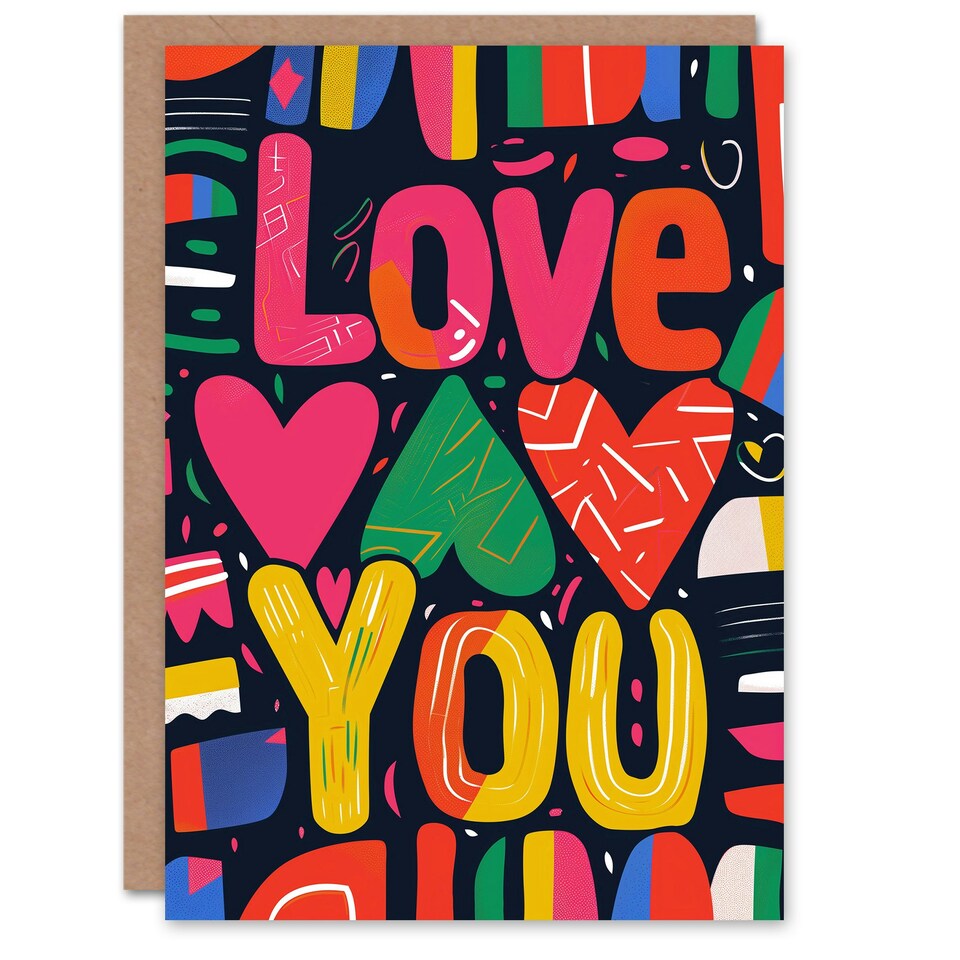 image 1 of Love You Graffiti Hearts Anniversary Valentines Her Wife Card