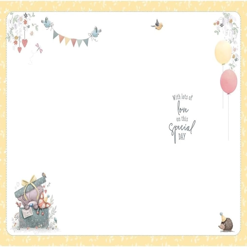 image 1 of Bear Wearing Party Hat 1st Birthday Card