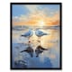 image 1 of Seagull Bird Couple Beach Sunset Oil Coastal Black Framed Wall Art Print A4