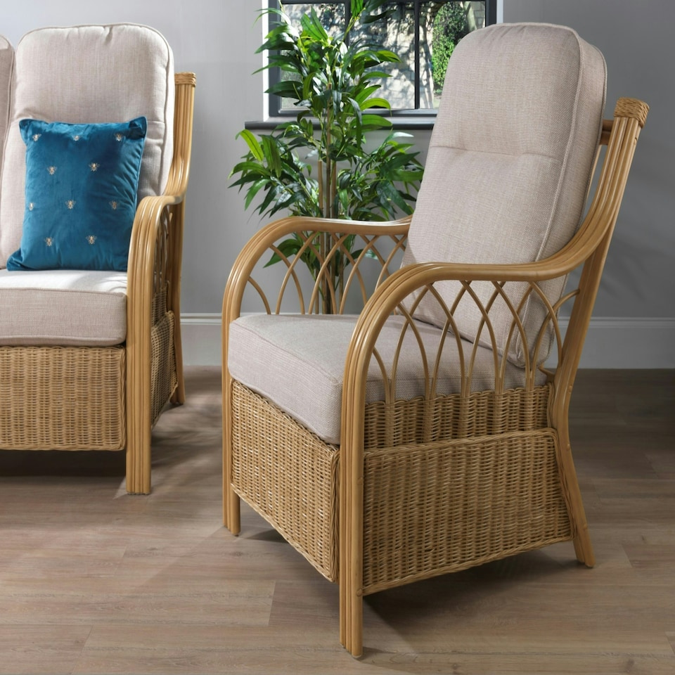 image 1 of Desser Viola Light Oak Rattan 2 Seater Sofa Set in Biscuit - Conservatory Sofa Suite