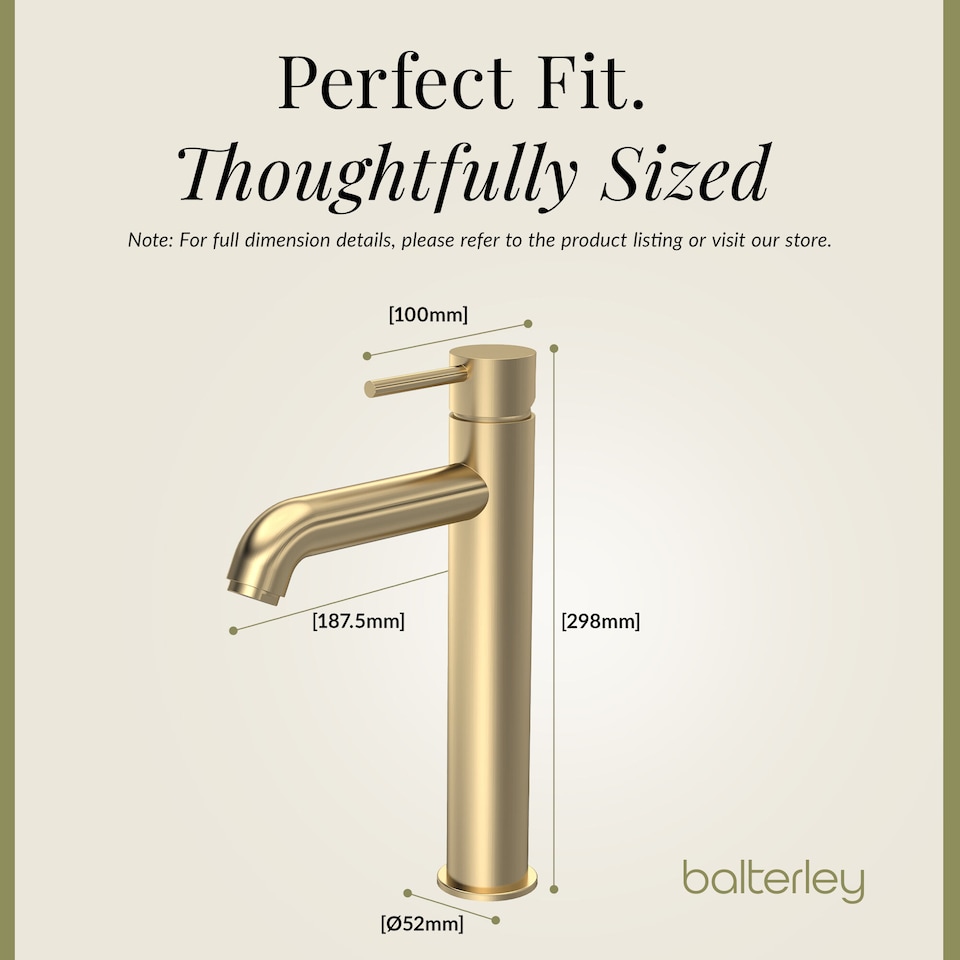 image 1 of Balterley Round Minimalist Tall Mono Basin Mixer Tap | Copper | Brushed Brass | 1