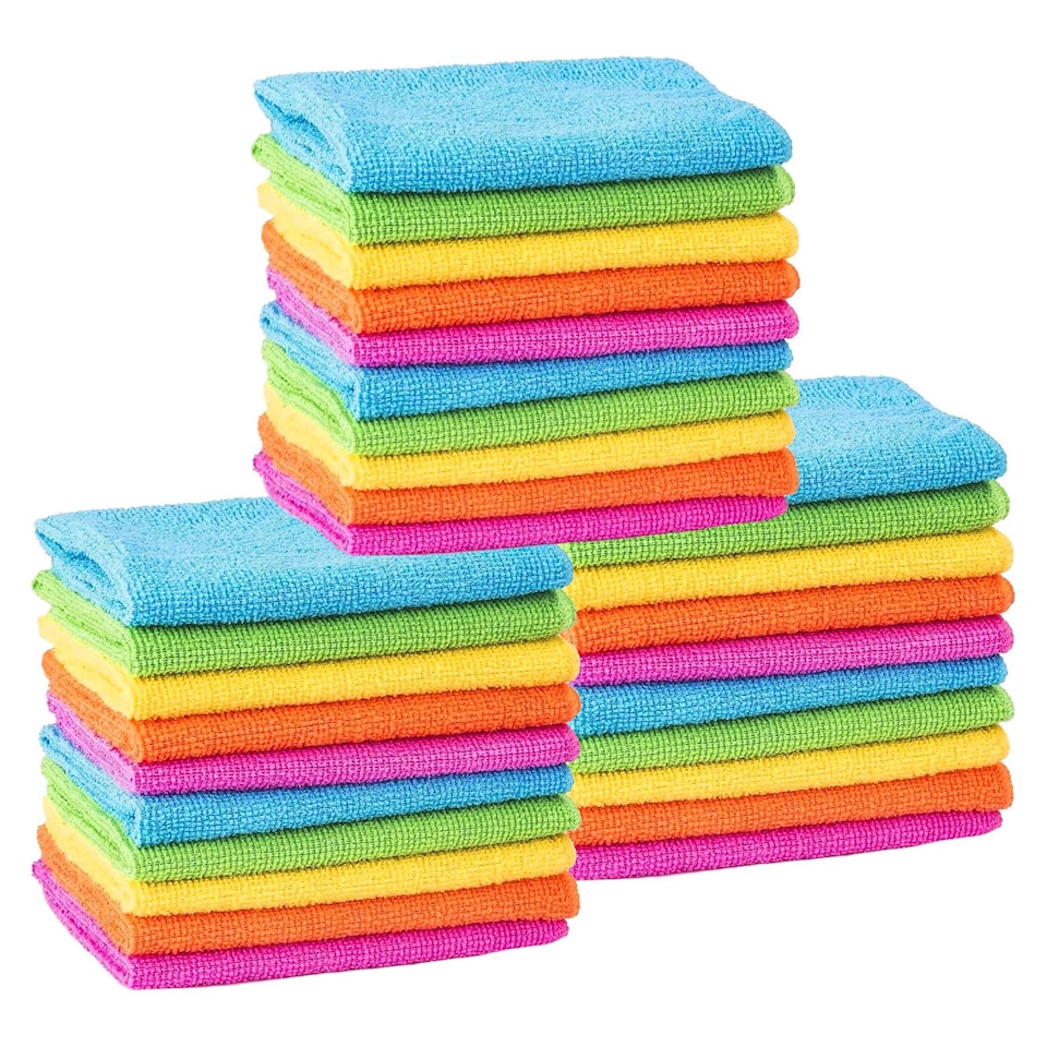 image 1 of MTS Pack of 30 Multipurpose Microfibre Cleaning Cloths 30x30cm