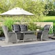 image 8 of Outsunny Garden PE Rattan Dining Sofa Set, Outdoor 4 Seater Wicker Furniture, High Back Chairs with Cushions, Tempered Glass Coffee Table for Patio, Light Grey