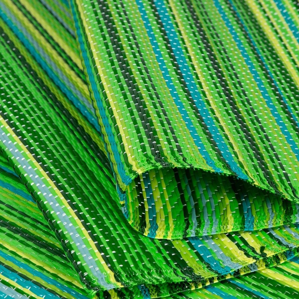 image 1 of The Rugs Rainbow Collection Reversible Weatherproof Outdoor Garden Patio Rug Striped | 1020