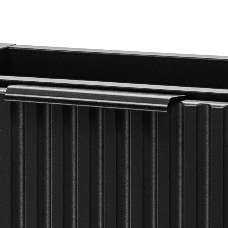 image 1 of Bathroom Vanity Unit 400mm Ribbed Textured Black Modern Wall Hung Floating Cloakroom Cabinet - Adel