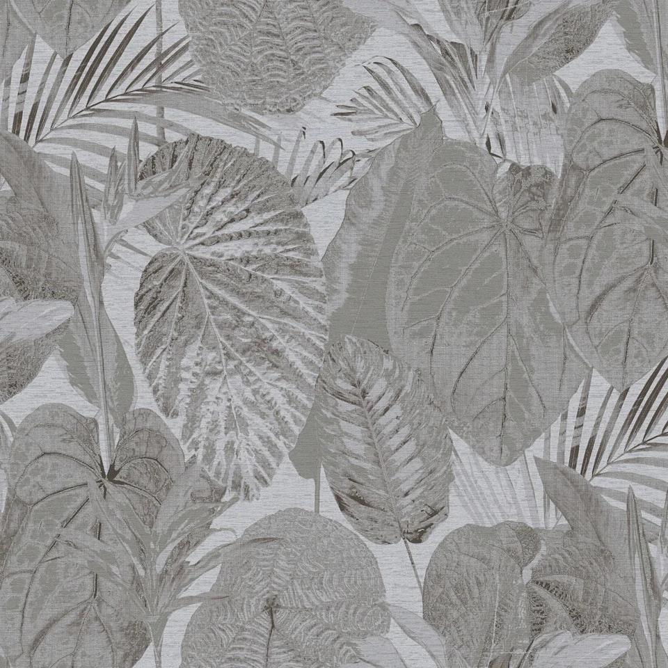 image 1 of Exotic Oasis Wallpaper in Grey | Grey | Grey