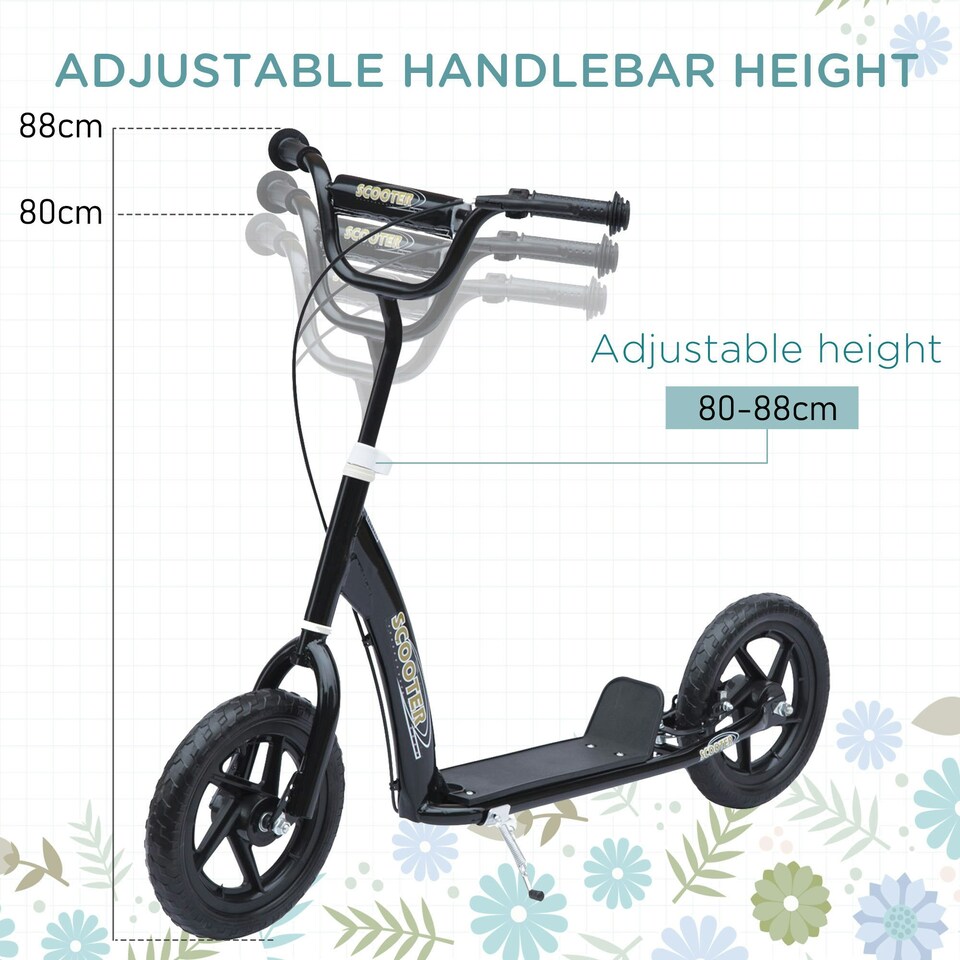 image 1 of HOMCOM Push Scooter Teen Kids Stunt Bike Ride On with 12" EVA Tyres, Black