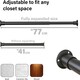 image 7 of Extendable Wardrobe Clothes Rail Rod Pole Black Stainless Steel Adjustable Store - Small (45-77cm) Black