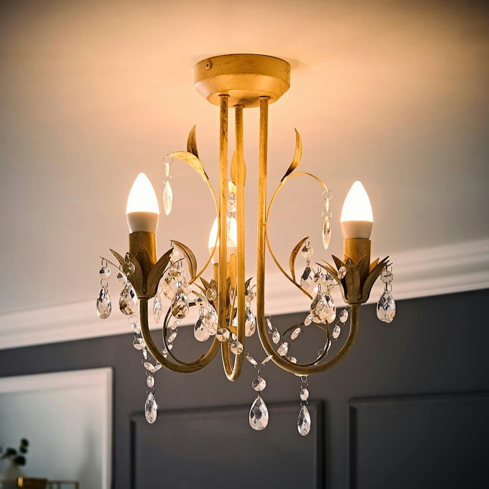 image 1 of ValueLights Odelia 3 Way White Ceiling Light Chandelier | Cream