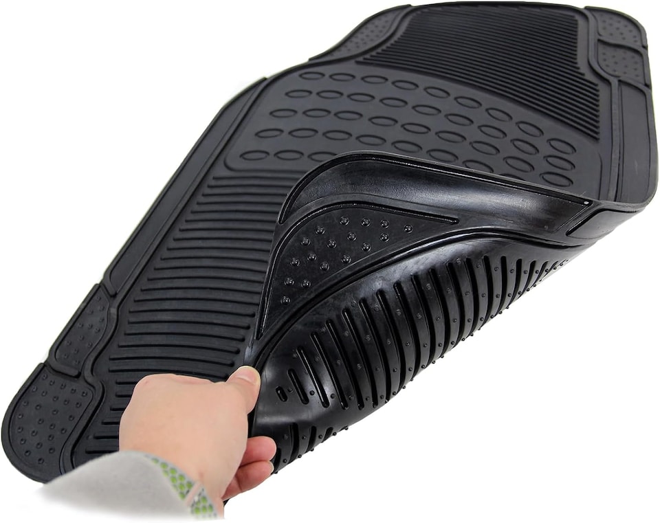 image 1 of Actiasmat Heavy Duty Universal Fit Rubber Car Mats – 4-Piece Replacement Set with Anti-Slip PVC Nib Backing