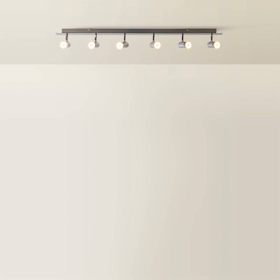 image 1 of ValueLights Chrome 6 Way Adjustable Ceiling Spotlight & Cool White Bulb